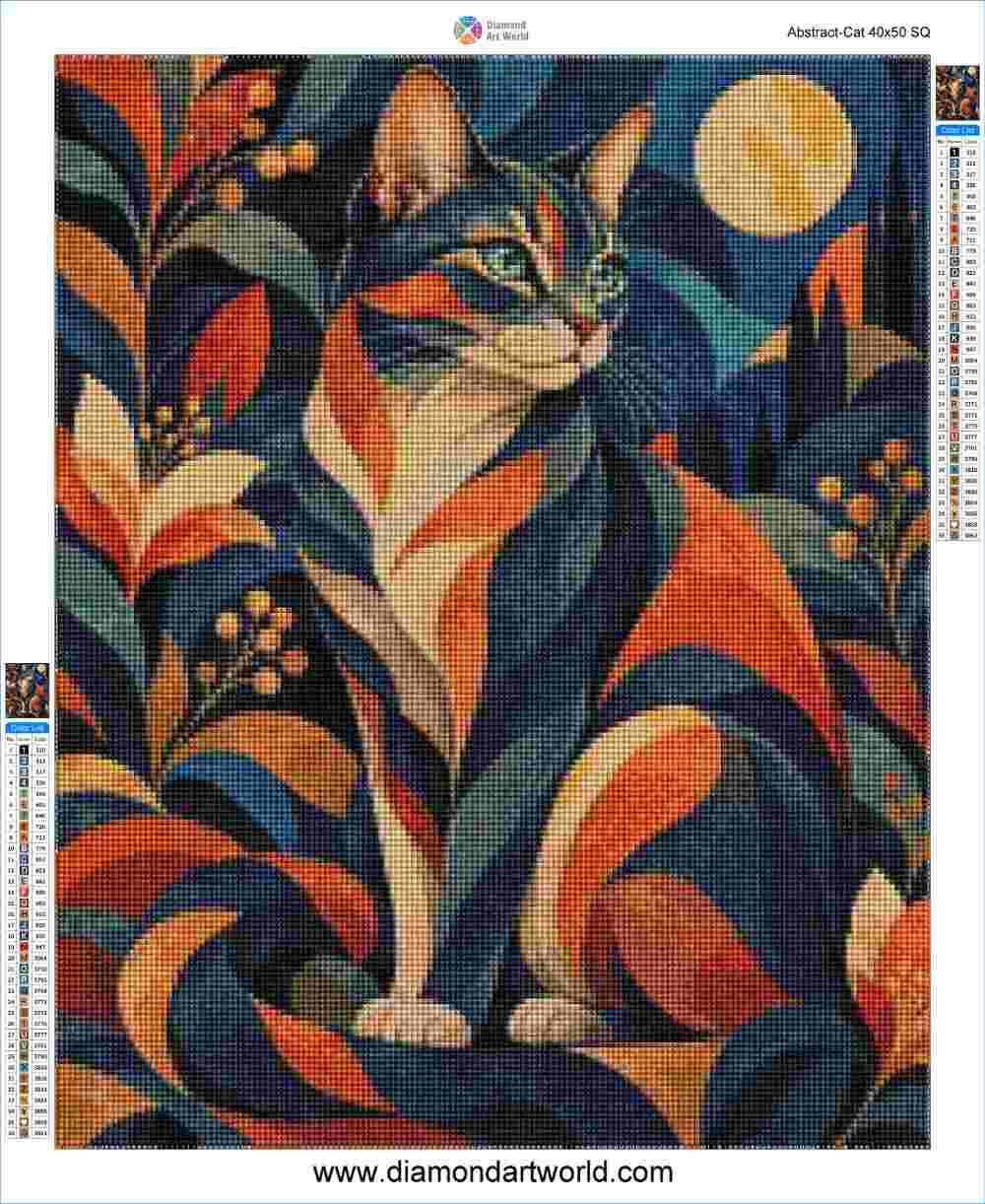 Abstract Cat - Diamond Painting Layout