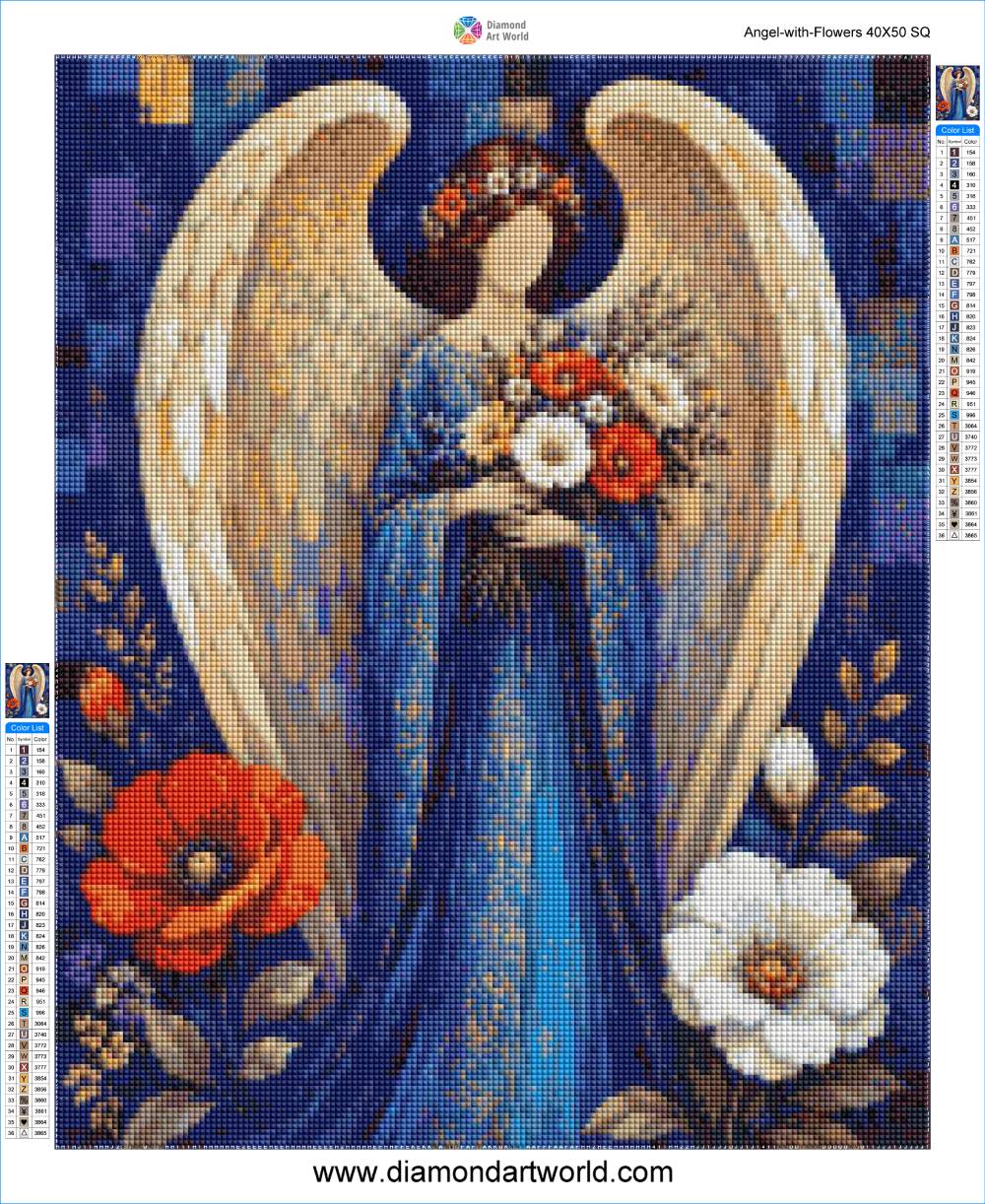Angel with Flower - Diamond Painting Layout