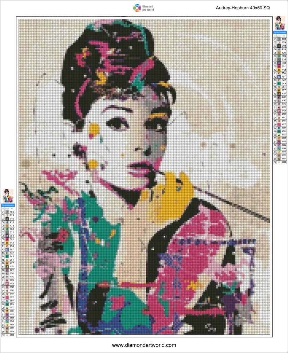 Audrey Hepburn - Diamond Painting Layout