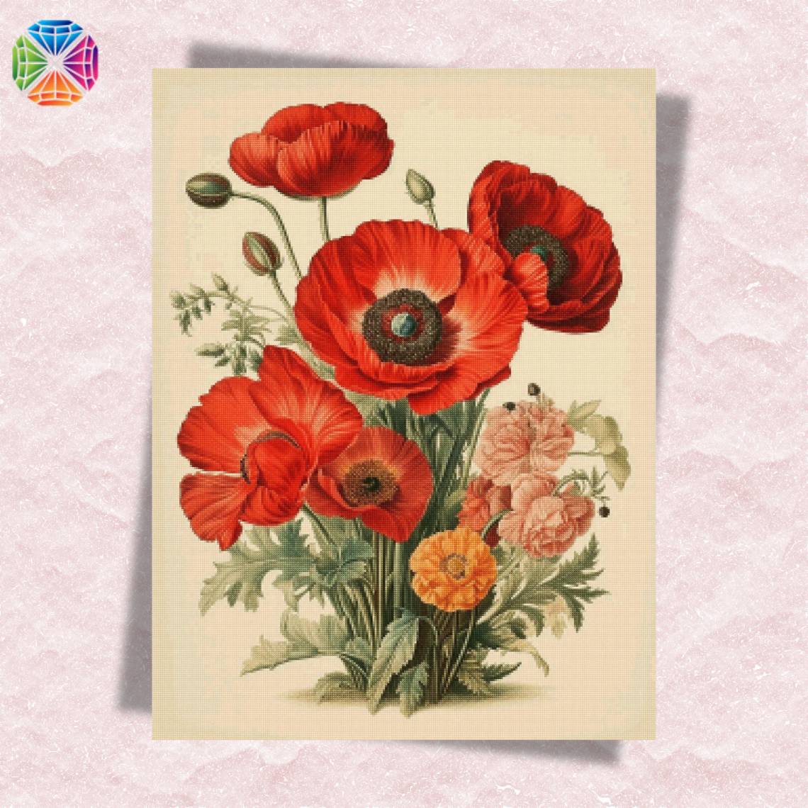 Beautiful Poppy Flowers - Diamond Art World – Diamond Art World Kits, image size:1140x1140