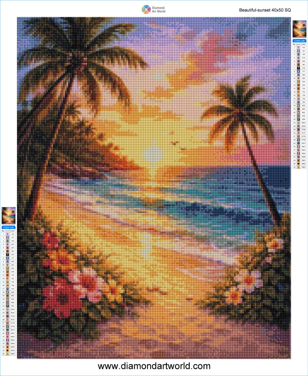 Bay Sunset - Diamond Painting Layout