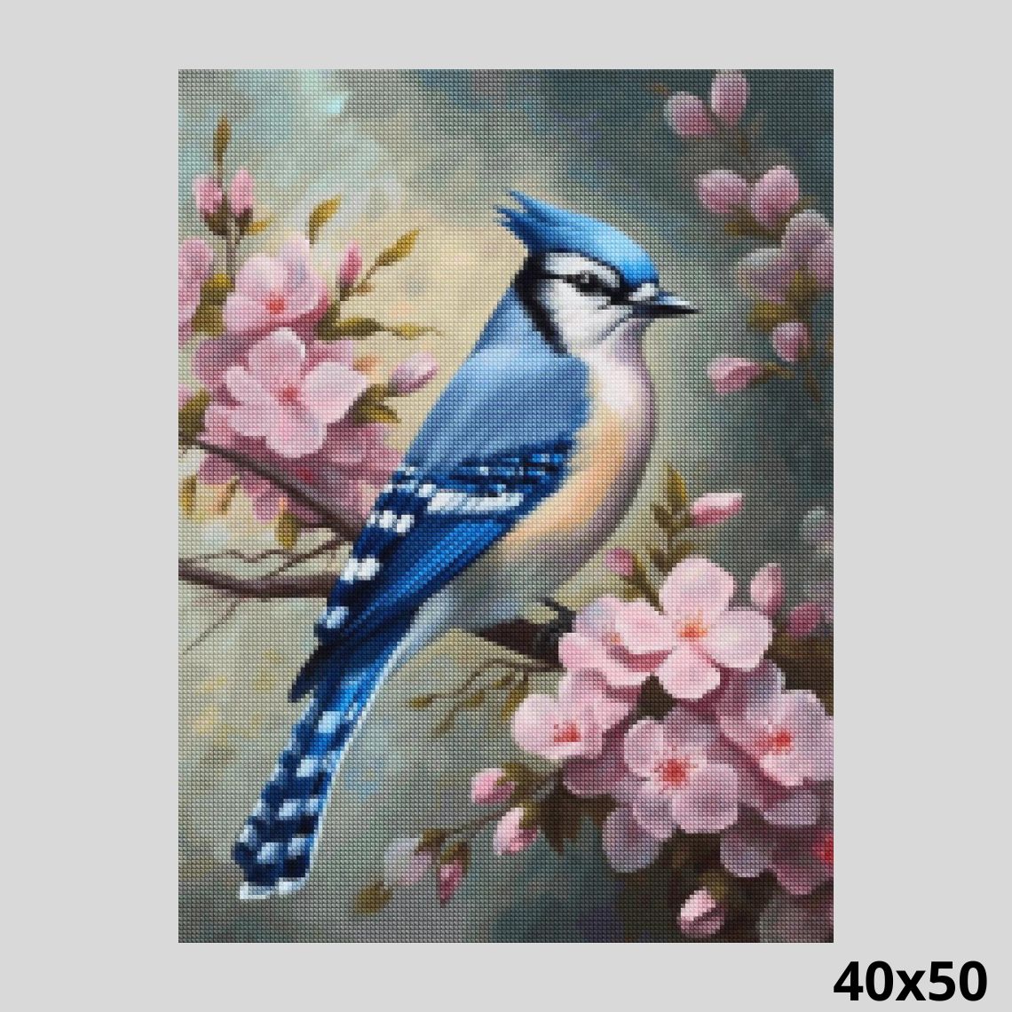 Bird with Violet Flowers - Diamond Art World