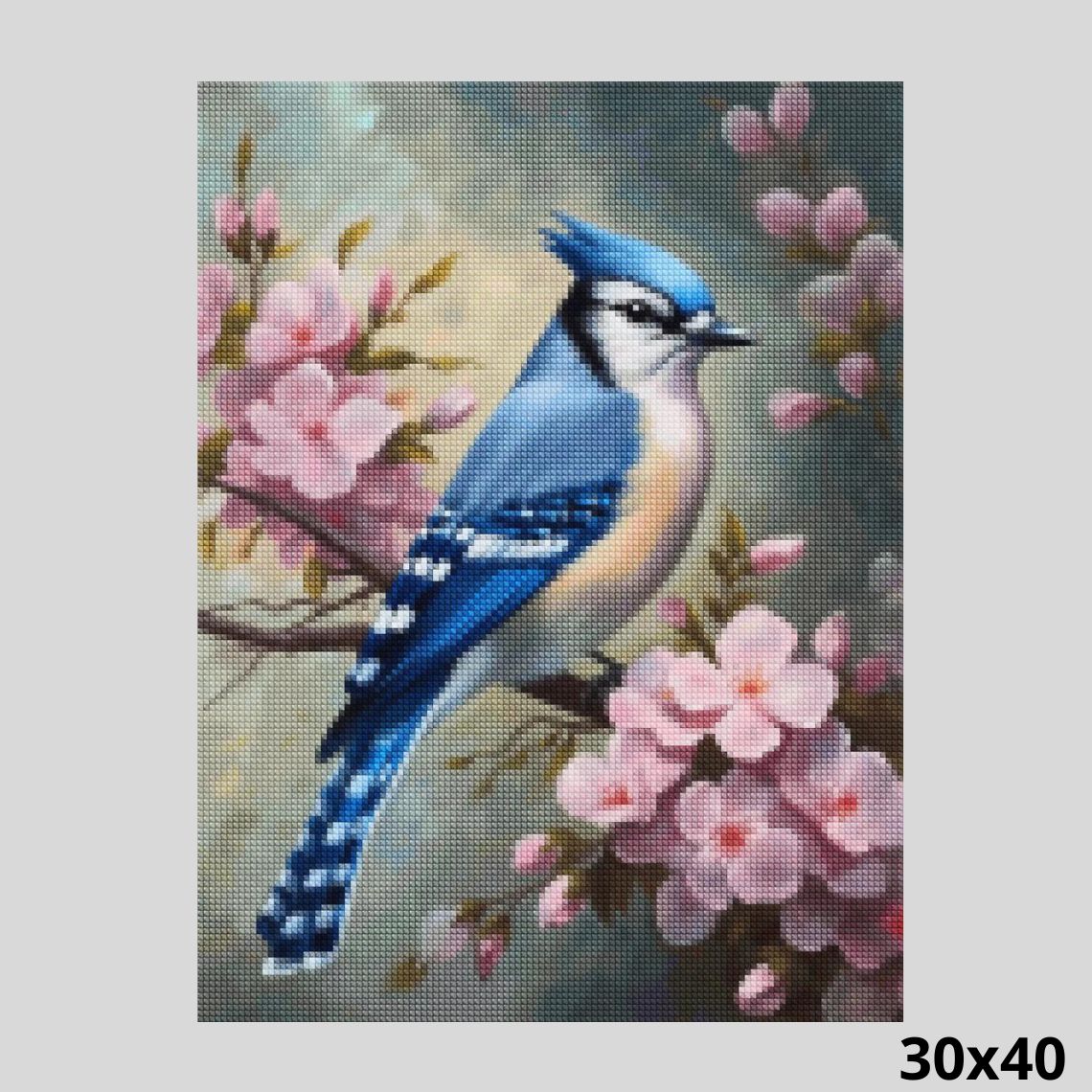 Bird with Violet Flowers 30x40 Diamond Painting