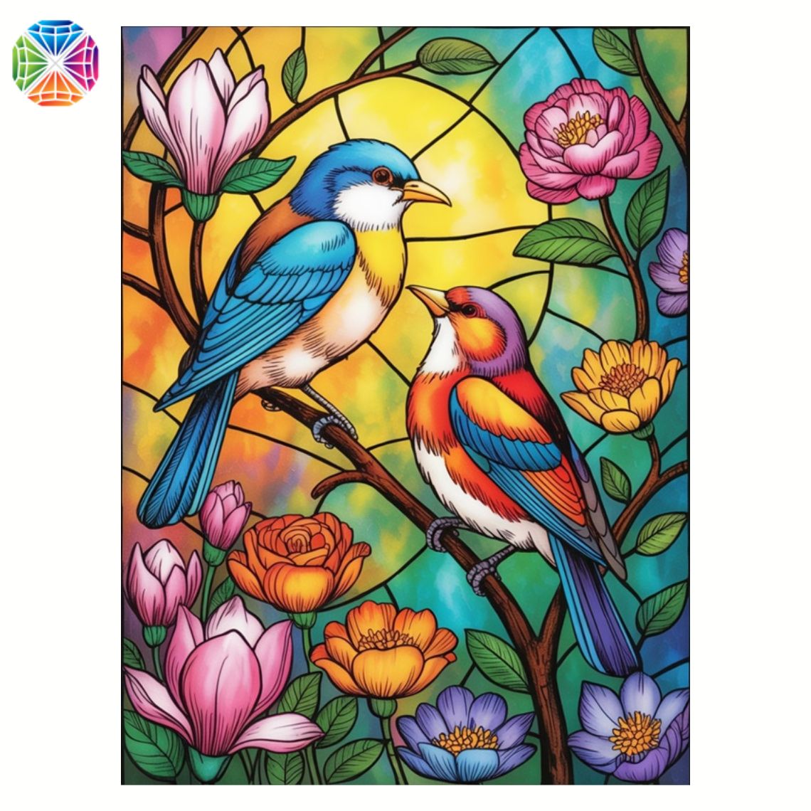 Birds Stained Glass - Diamond painting