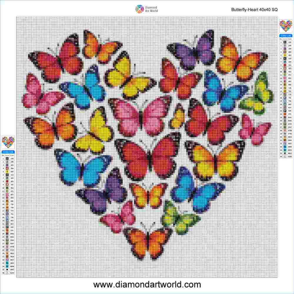 Butterfly Heart - Diamond Painting Layout
