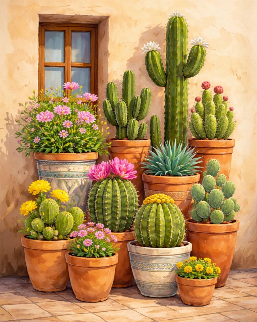 DCIDBEI Diamond Painting Kit 4 Pezzi Cactus – 30x40 Cm Ciascuno – Tela HD Con Strass Rotondi, Per Adulti E Bambini - 6