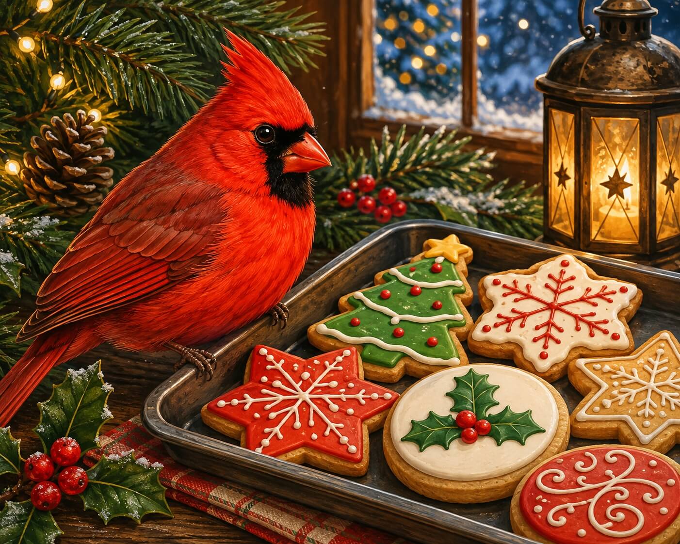 Cardinal Christmas Eve - Diamond Painting