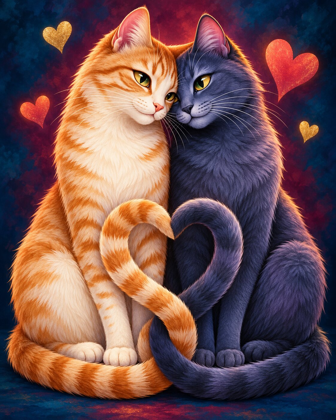 Cat Connection of Love - Diamond Painting