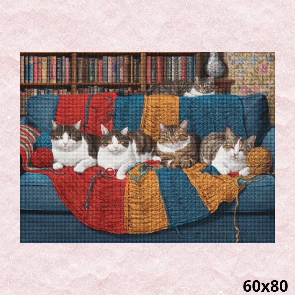 Cats on Sofa 60x80 - Diamond Painting