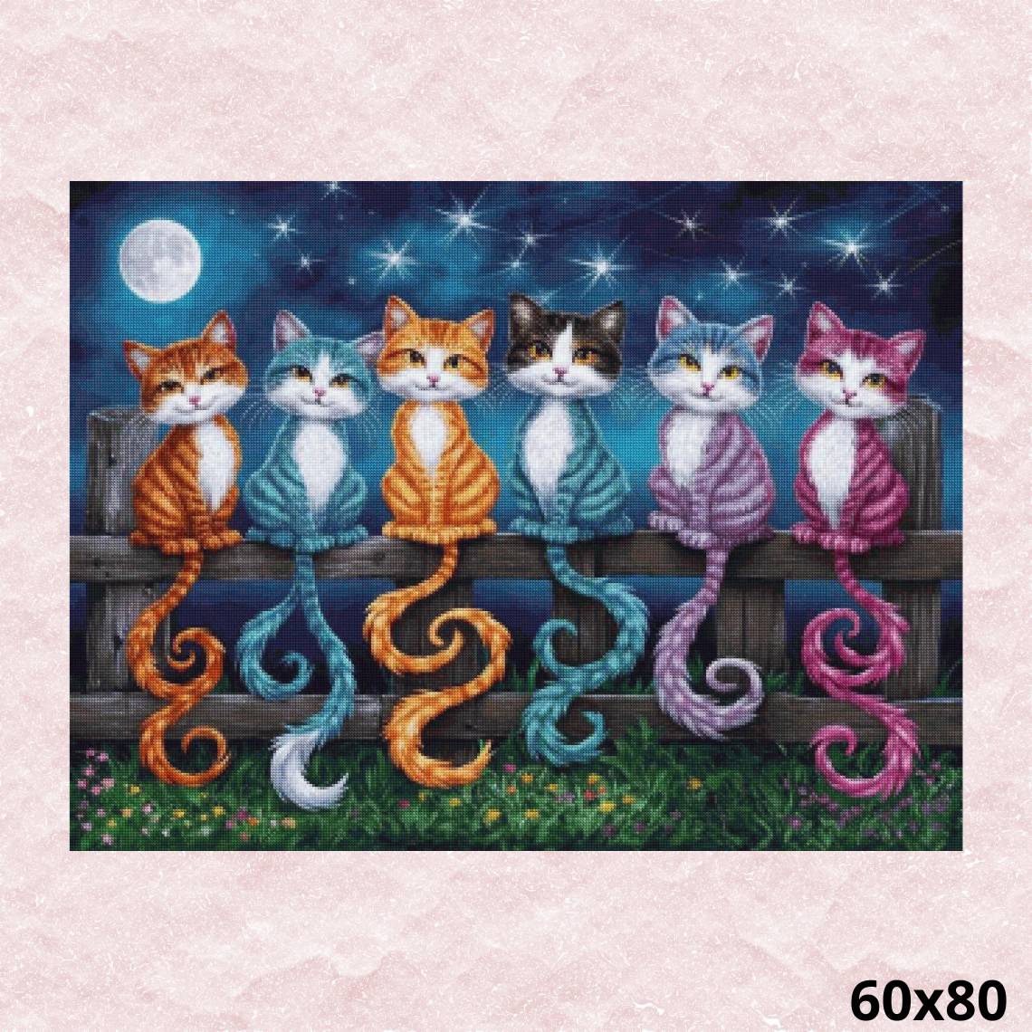 Cats Having Moon Time 60x80 - Diamond Painting