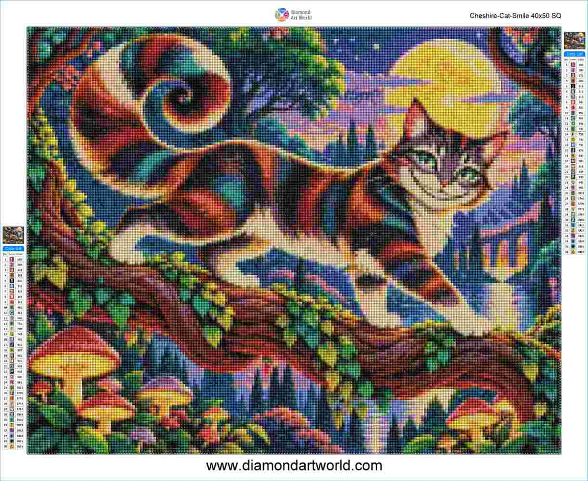Cheshire Cat Smile - Diamond Painting Layout