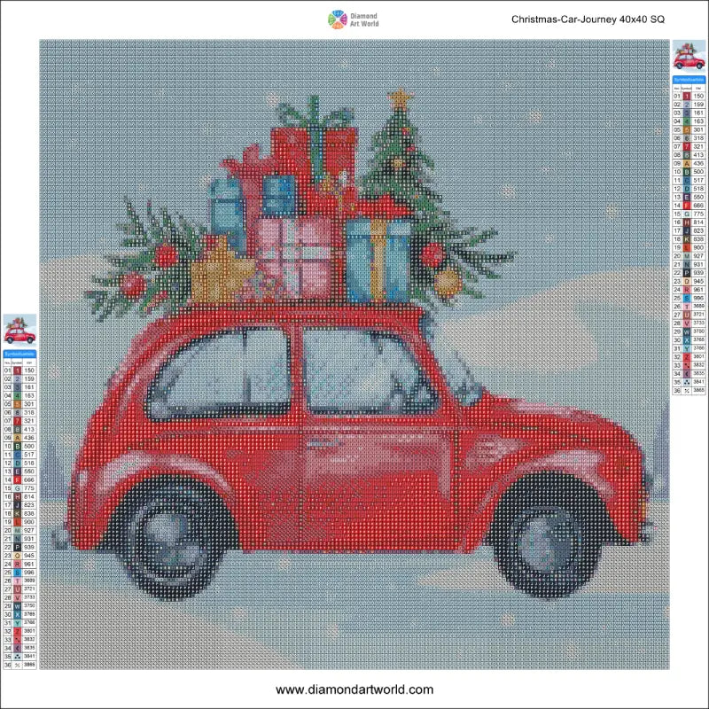 Christmas Car Journey - Diamond Painting Layout