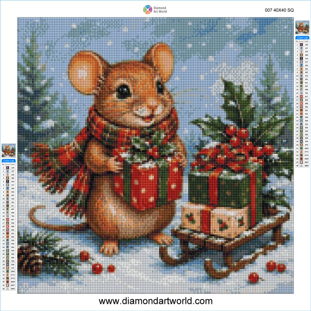 Christmas Mouse - Diamond Painting Layout