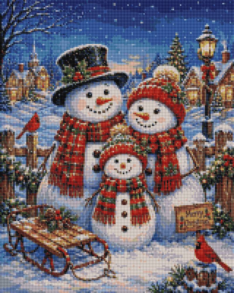 Christmas Snowman Family - Diamond Art