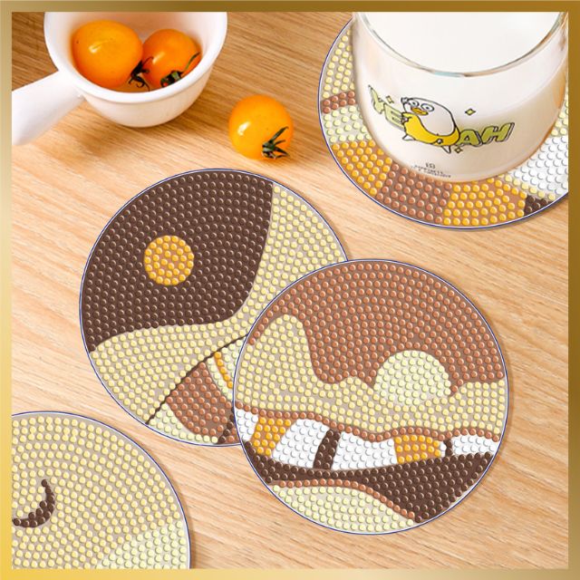 6 Pcs Diamond Painting Coasters - Moon Cycle - Product Image