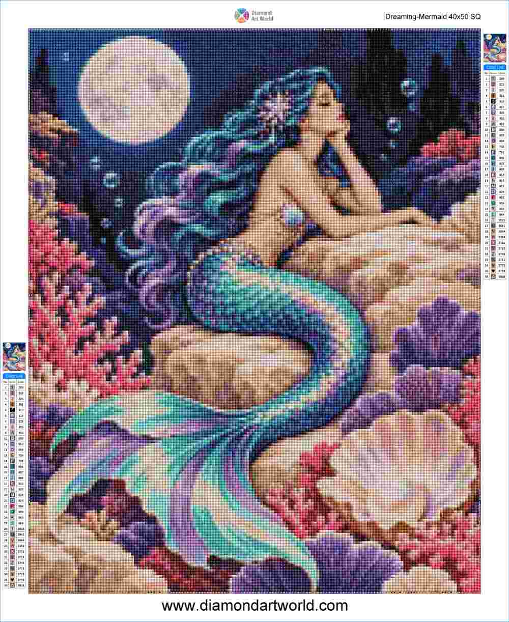 Dreaming Mermaid - Diamond Painting Layout