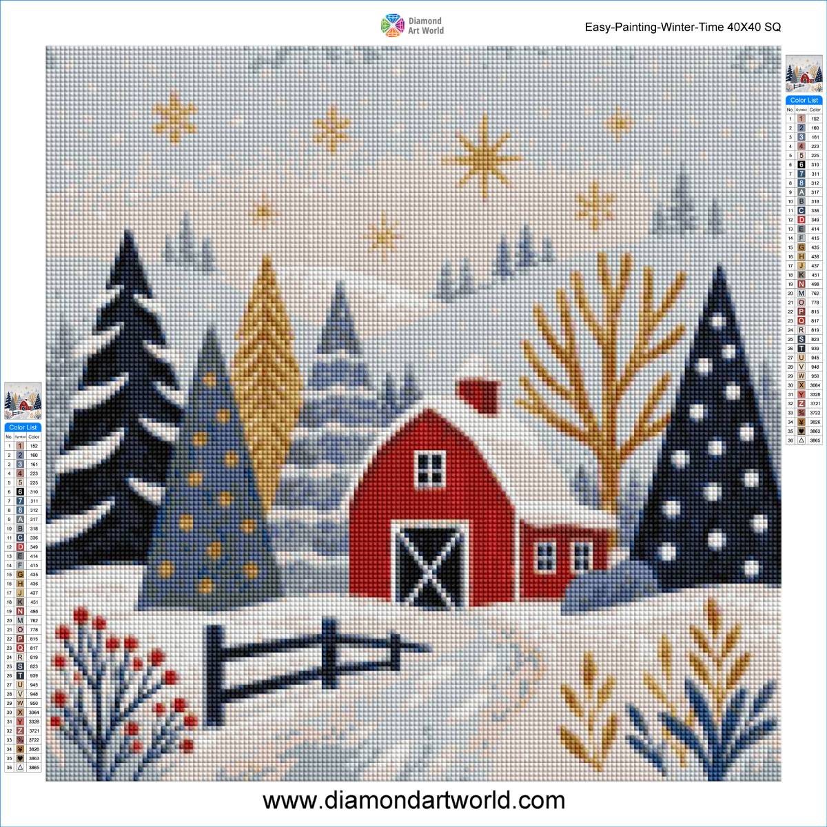 Easy Painting Winter Time Diamond Painting Layout