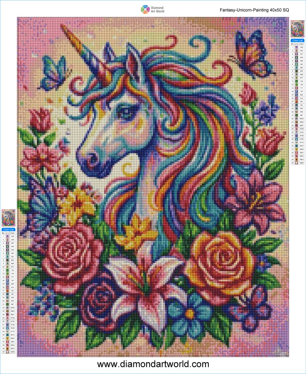 Fantasy Unicorn - Diamond Painting Layout