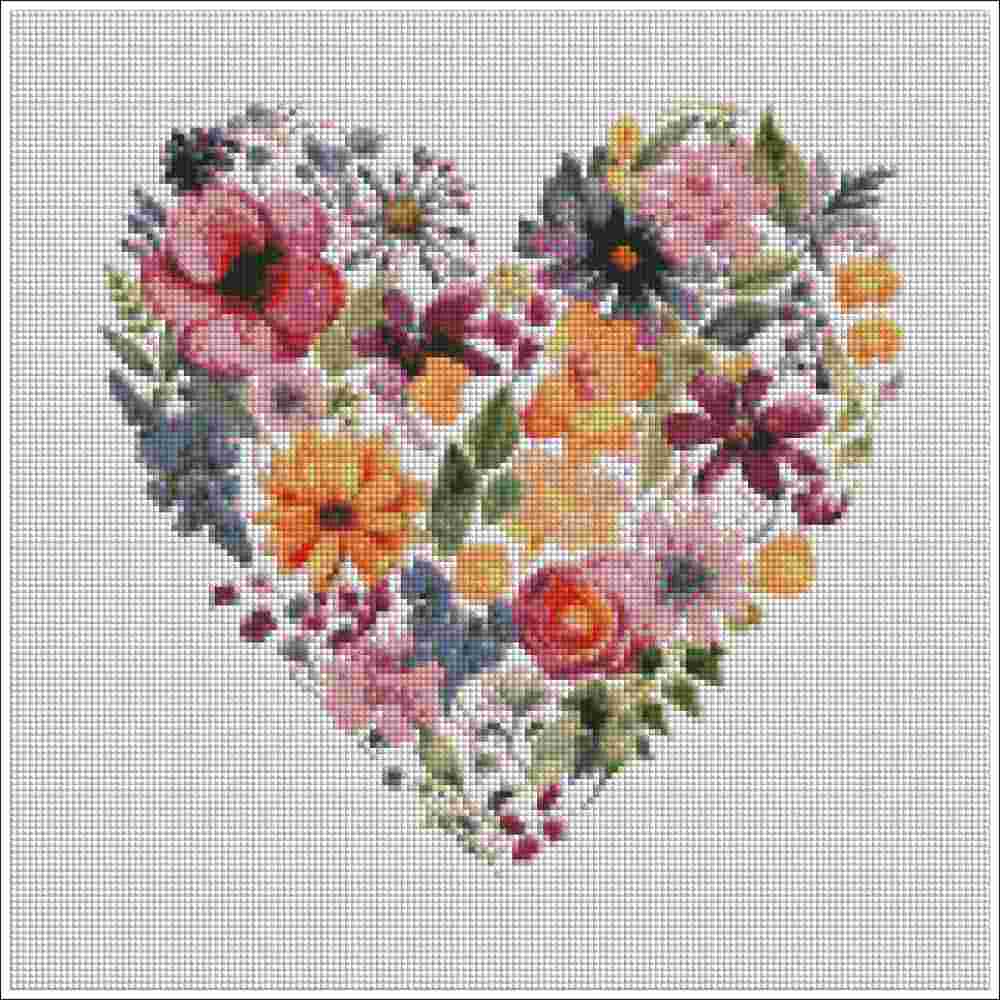 Floral Heart - Diamond Art