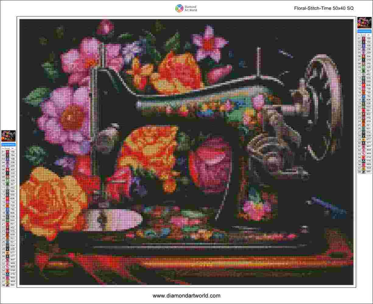 Floral Stich Time - Diamond Painting Layout