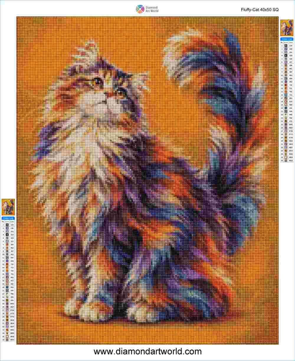 Fluffy Cat - Diamond Painting Layout