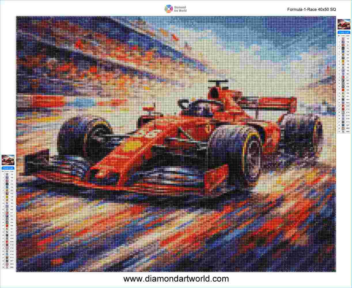 Formula 1 Race - Diamond Painting Layout