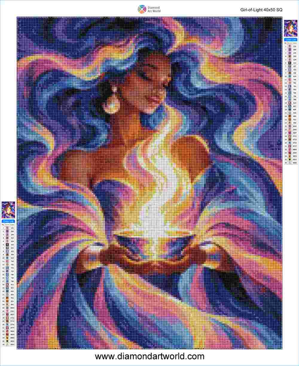 Girl of Light - Diamond Painting Layout