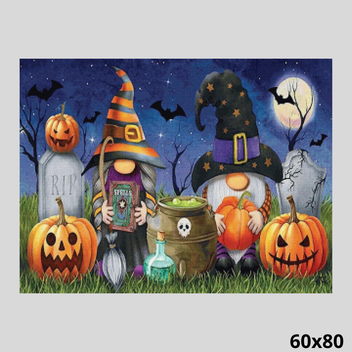 HsdsBebe Halloween Gnomes Diamond Art Paintings Round Full Drill