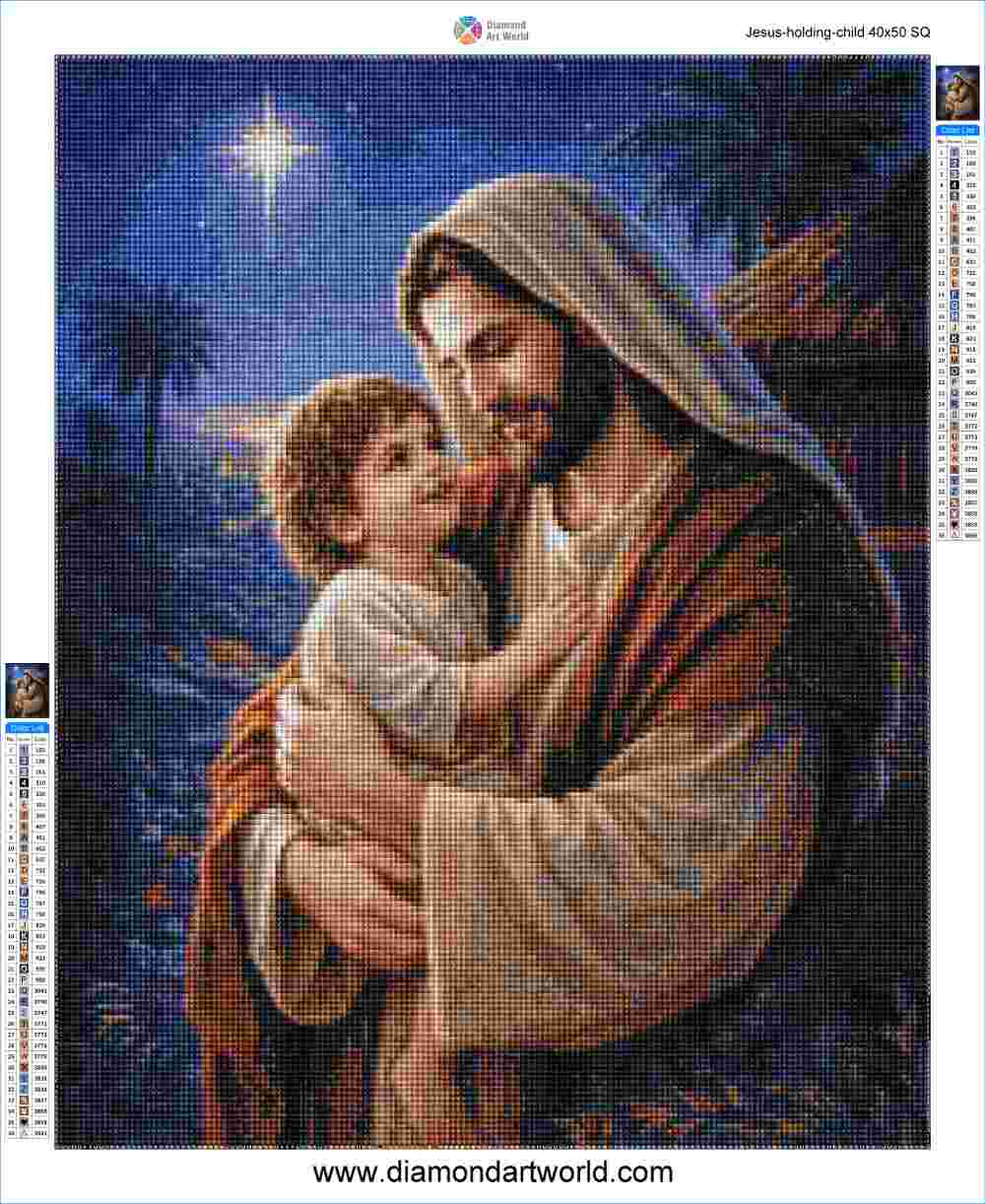 Jesus holding child - Diamond painting layout