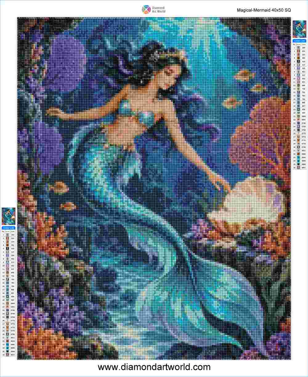 Magical Mermaid - Diamond Painting Layout
