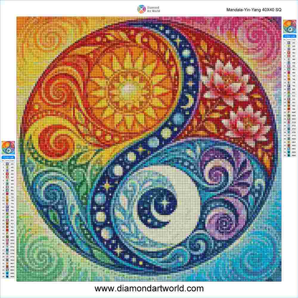 Mandala Ying - Yang - Diamond Painting Layout