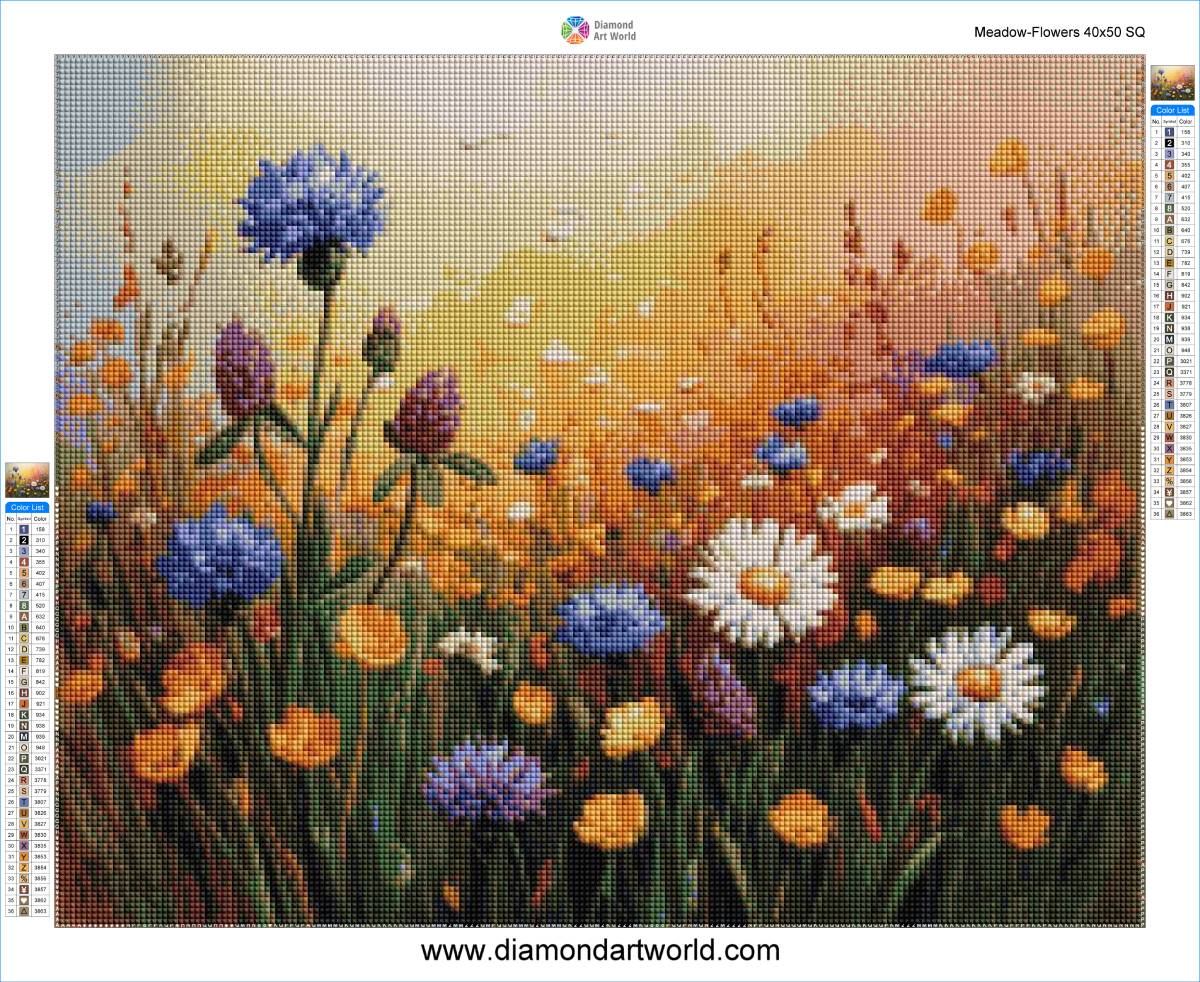 Meadow Flowers - Diamond Painting Layout