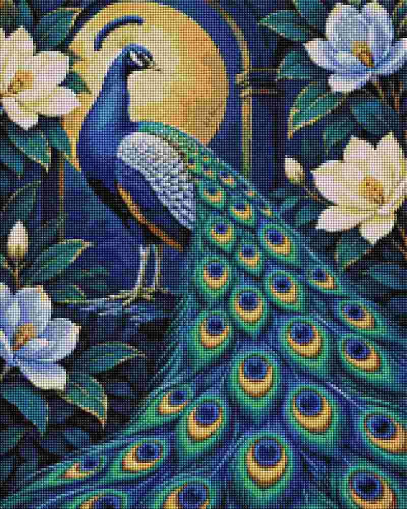 Peacock in Blue - Diamond Art