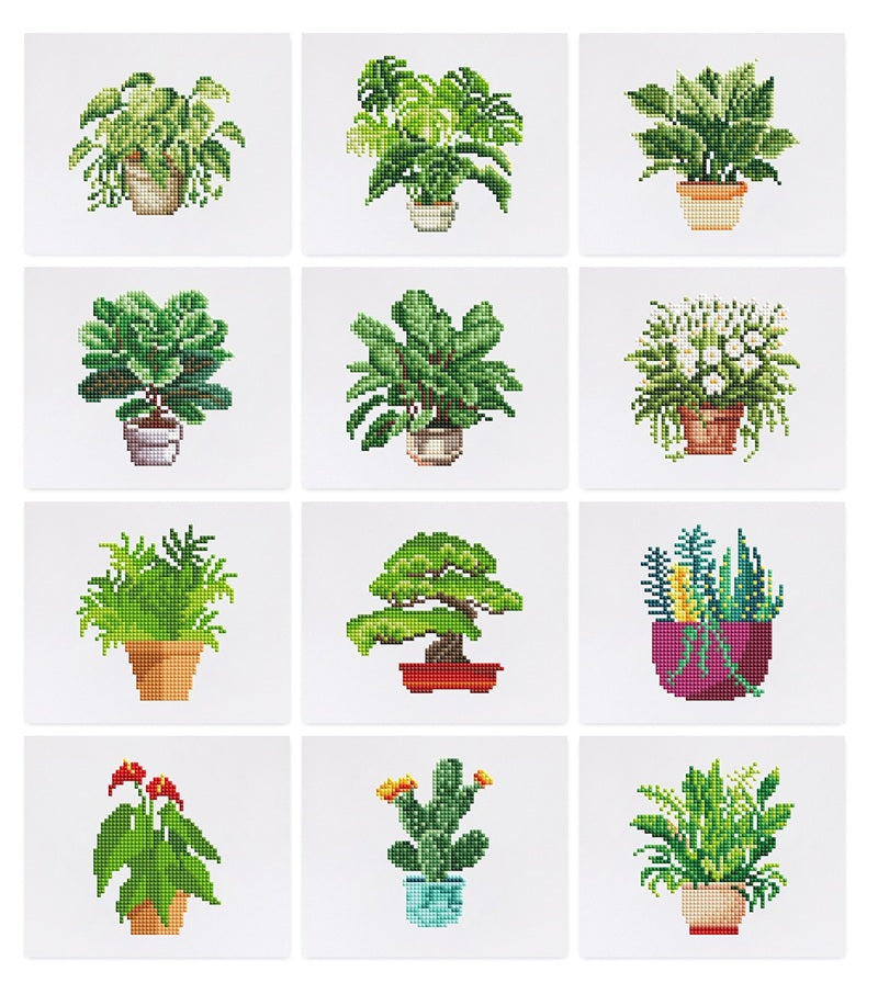 Potted Plants Mini Diamond Painting Kits - 12 pcs – Diamond Art World