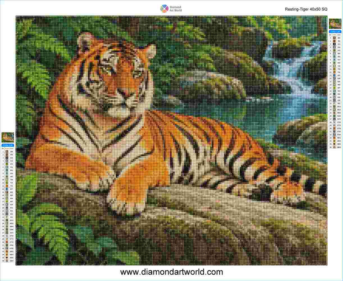 Resting Tiger - Diamond Painting Layout