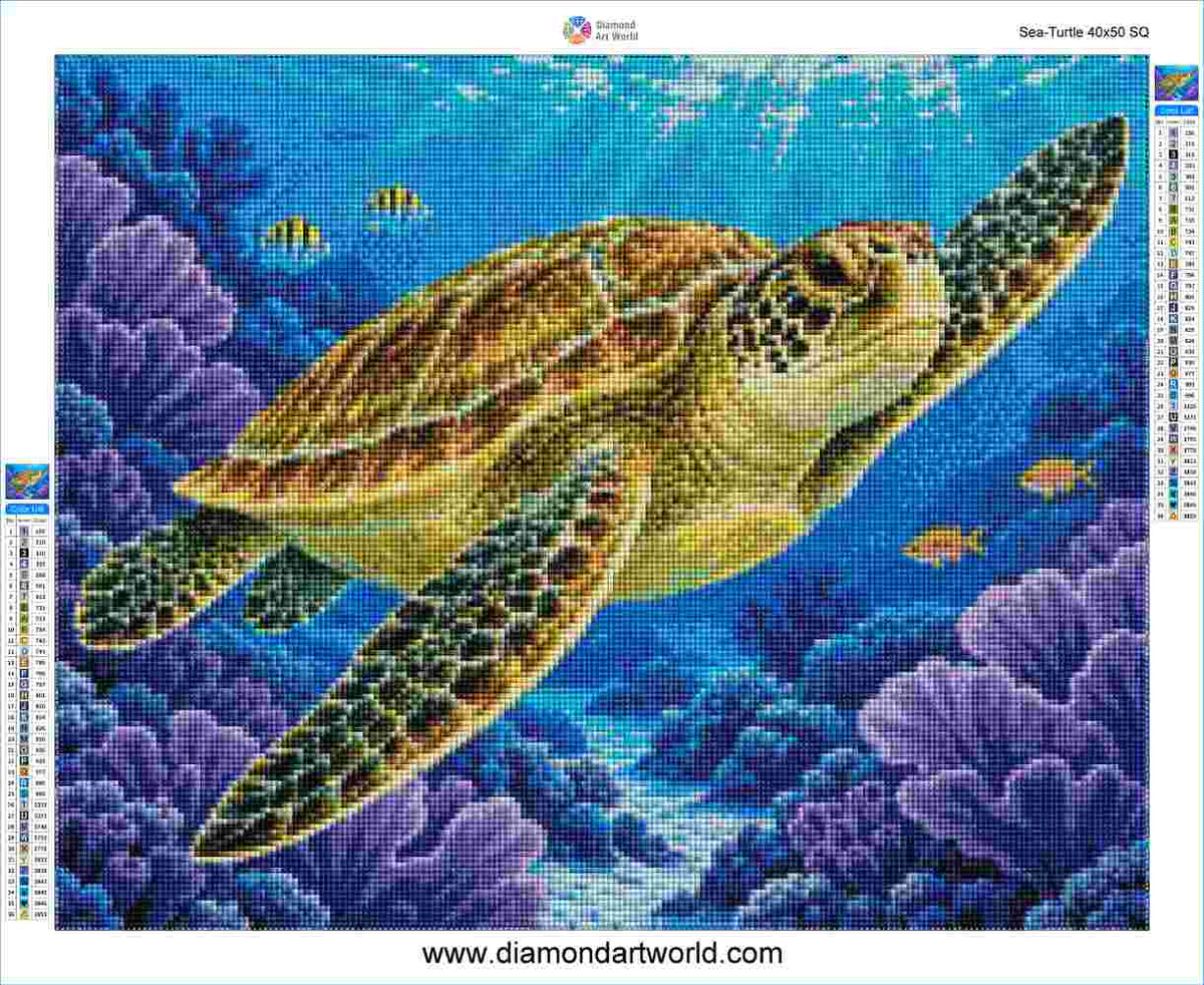 Sea Turtle - Diamond Painting Layout