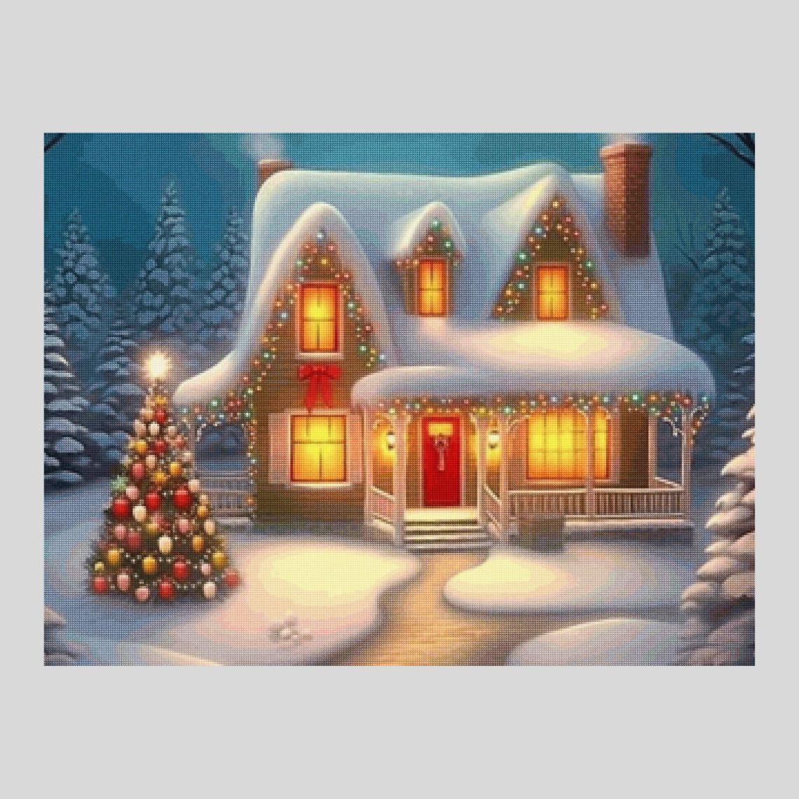 Shining Christmas Lights around the House Diamond Painting