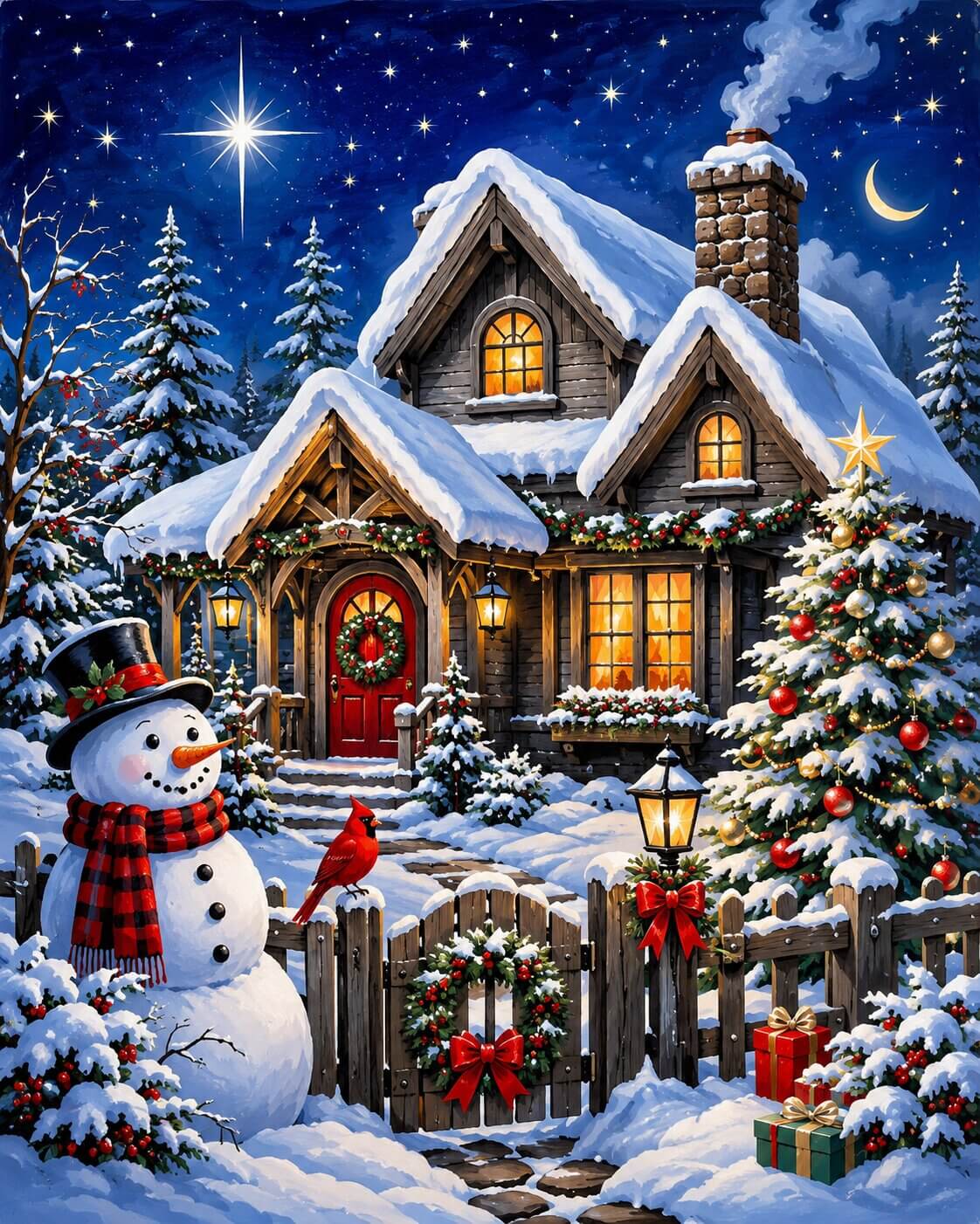 Snow Cottage Christmas - Diamond Painting