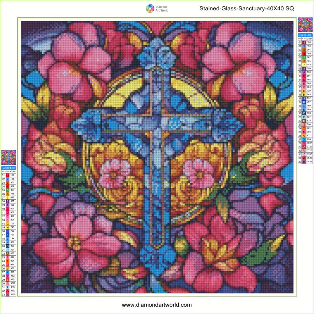 Stained Glass Sanctuary - Diamond Painting Layout