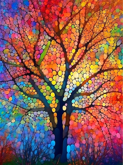 Stained Glass Tree - Diamond Painting