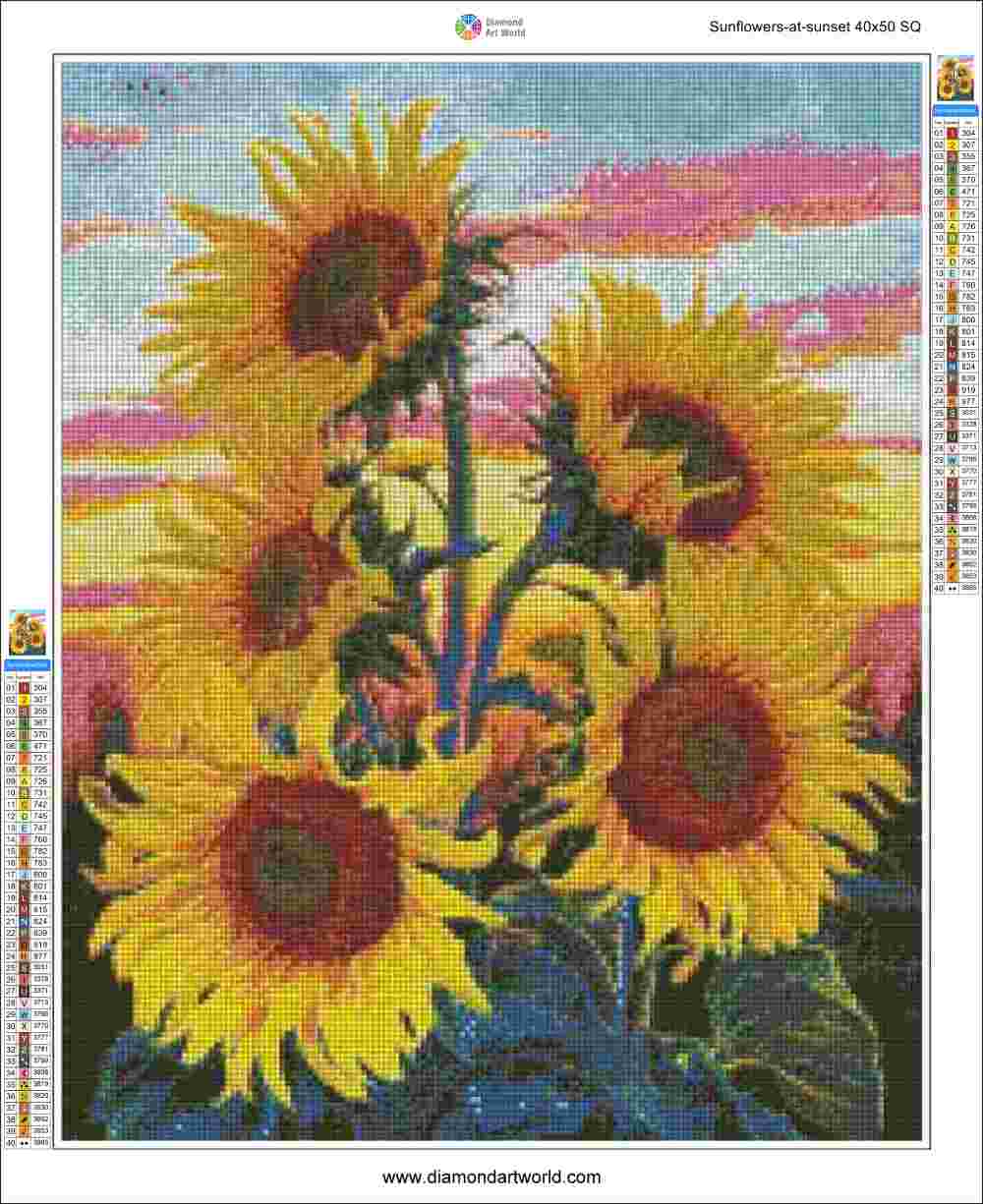Sunflower at Sunset - Diamond Painting Layout