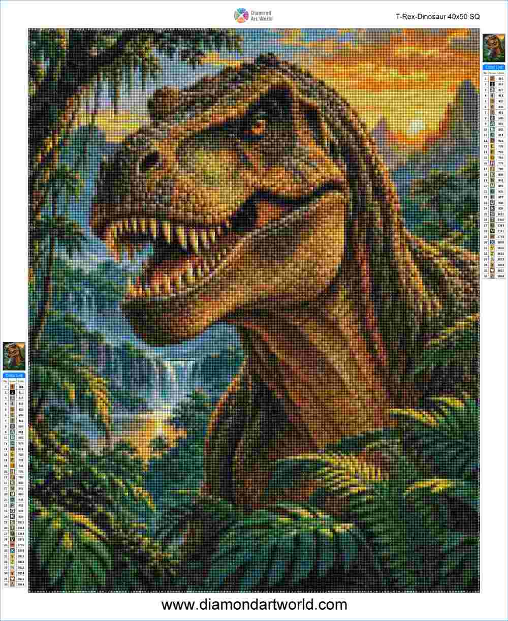 T-Rex-Dinosaur - Diamond Painting Layout