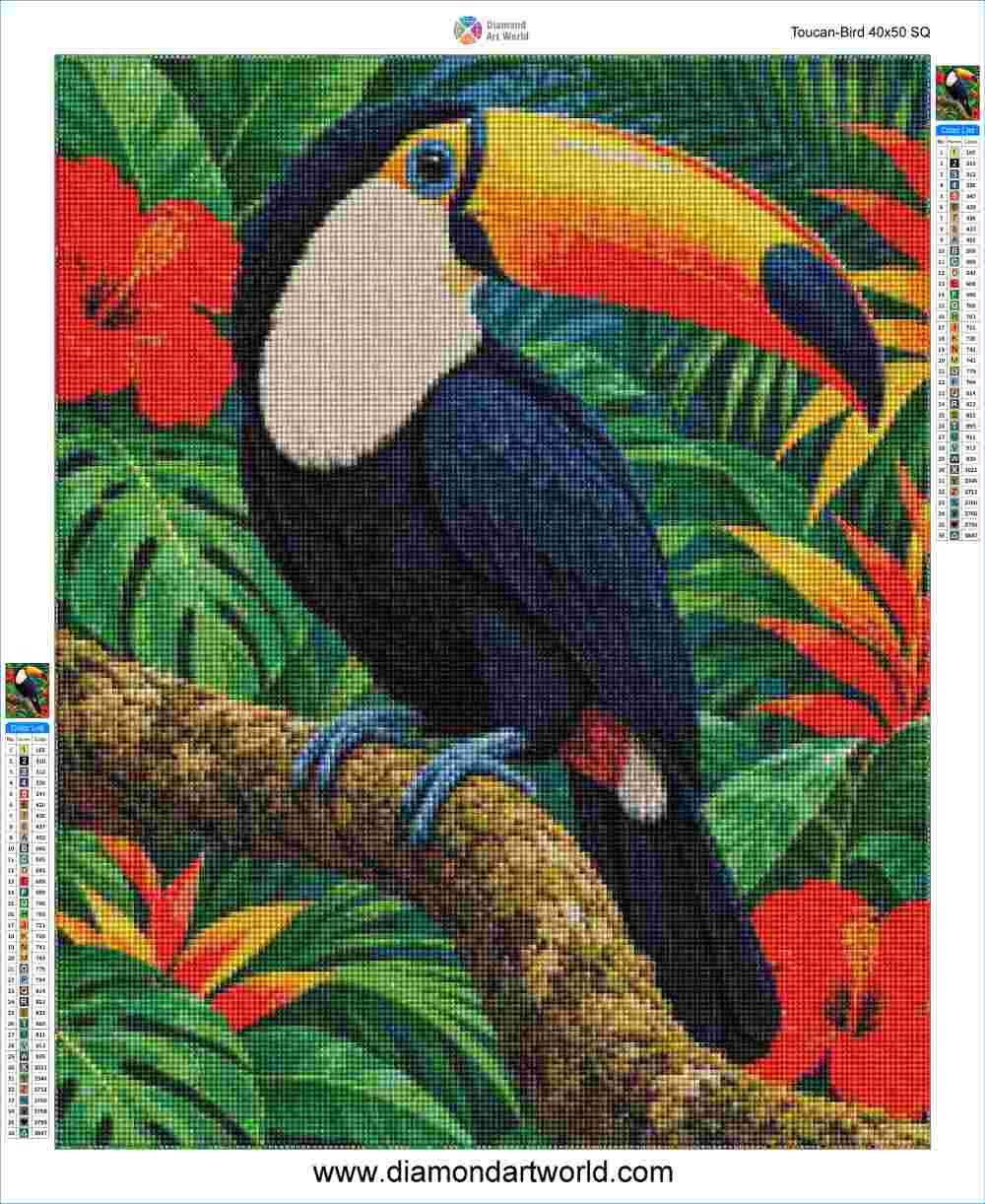 Toucan Bird - Diamond Painting Layout
