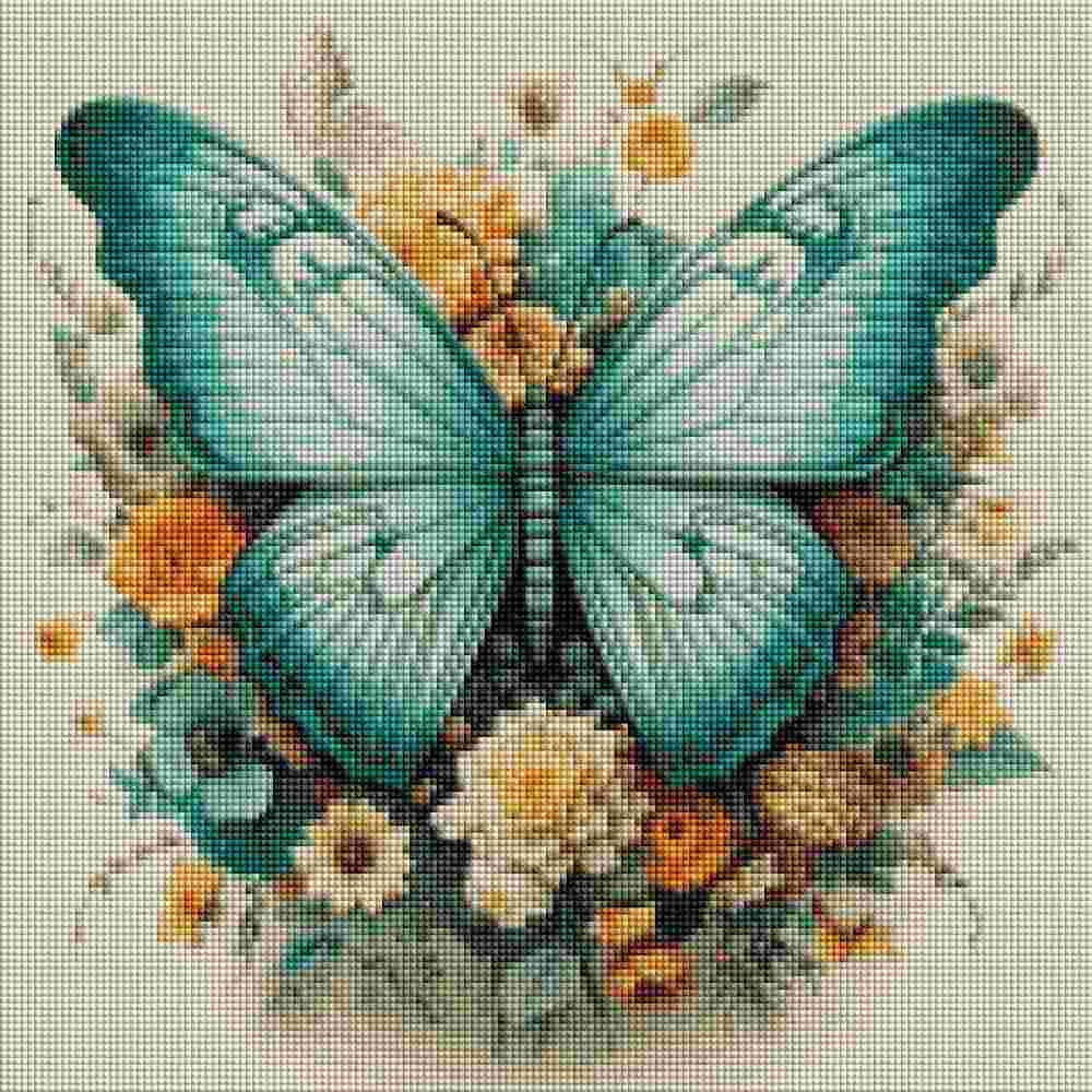 Turquoise Butterfly - Diamond Art