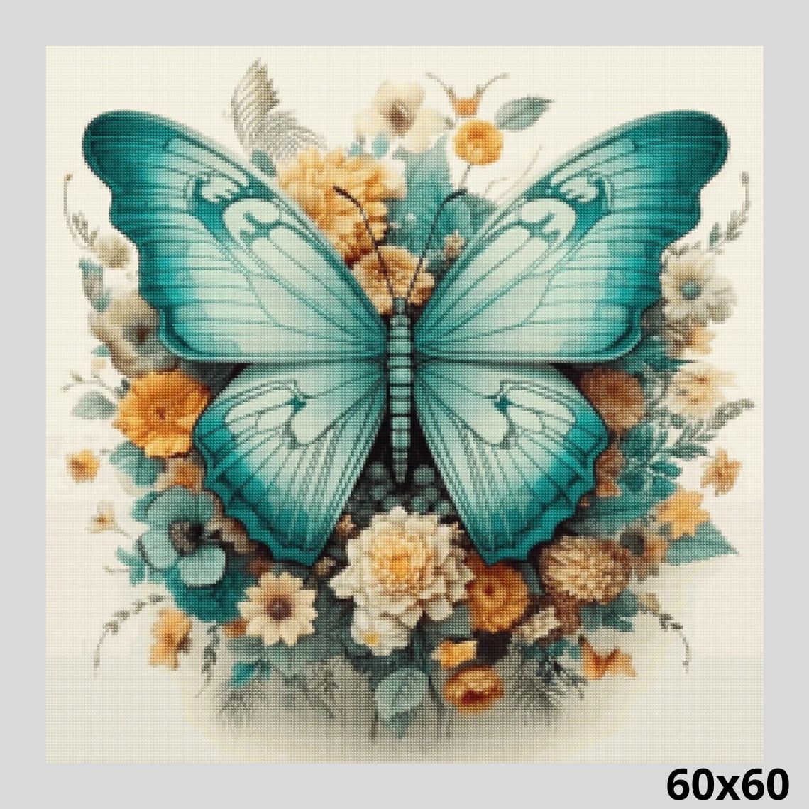 Turquoise Butterfly 60x60 - Diamond Art World