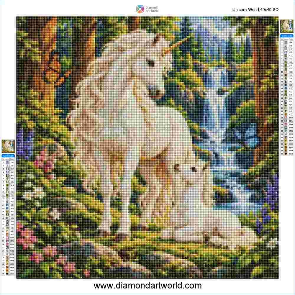 Unicorn Wood - Diamond Painting Layout