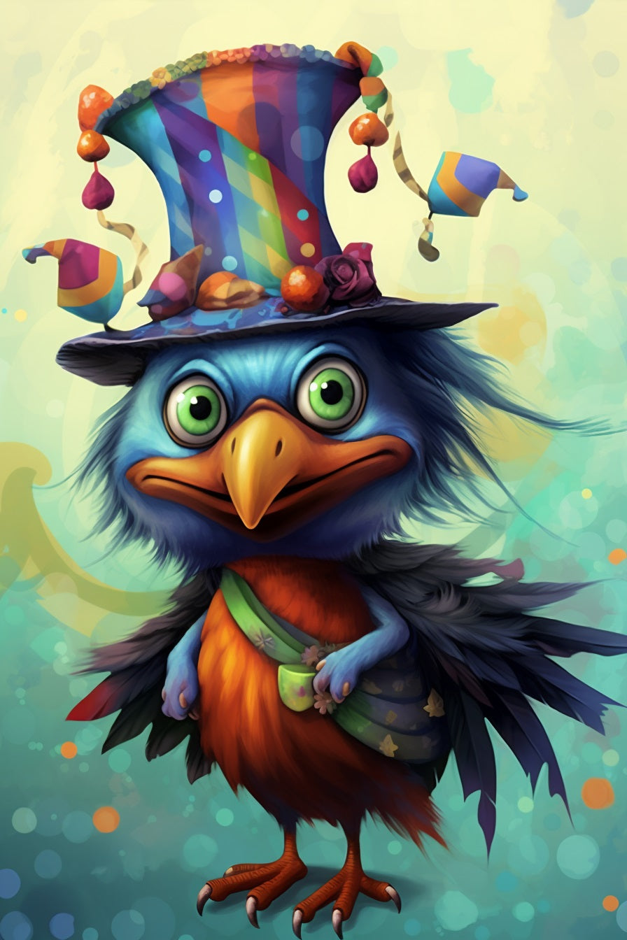 Whimsical Feathered Jester - Diamond Art