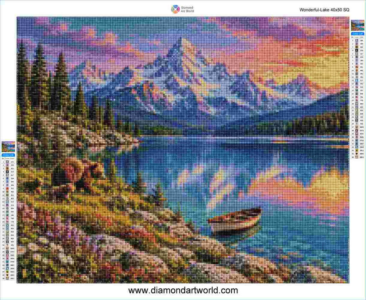 Wonderful Lake - Diamond Painting Layout