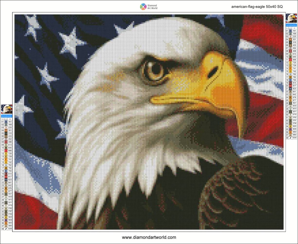 American Flag Eagle - Diamond Painting Layout