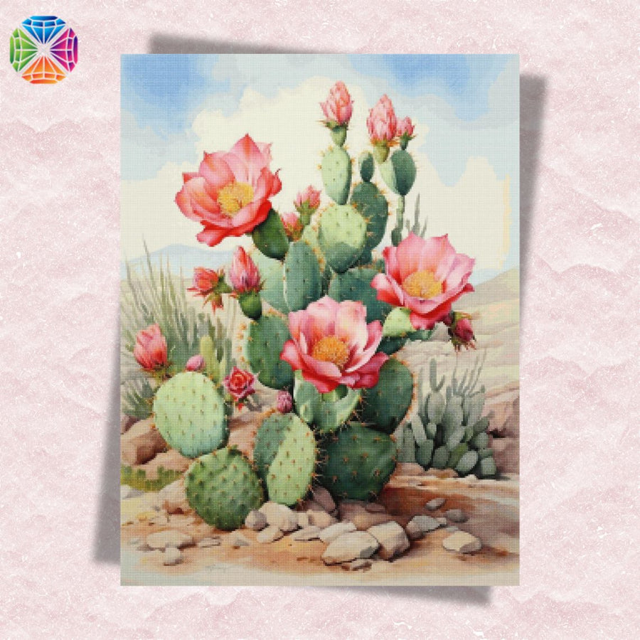 Blooming Opuntia Cactus – Diamond Painting
